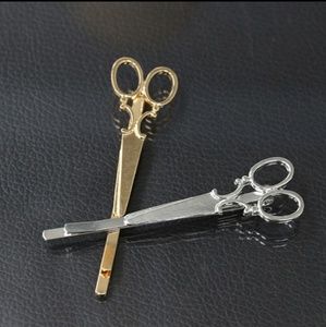 Gold and silver Scissor hair clips